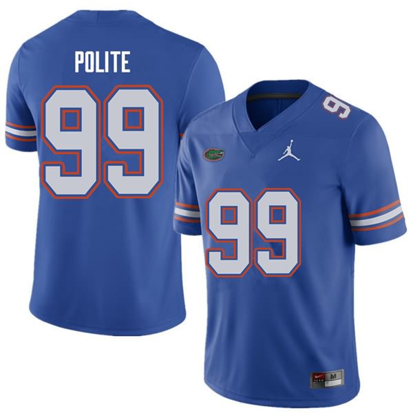 Men's NCAA Florida Gators Jachai Polite #99 Stitched Authentic Jordan Brand Royal College Football Jersey VSE2665FN